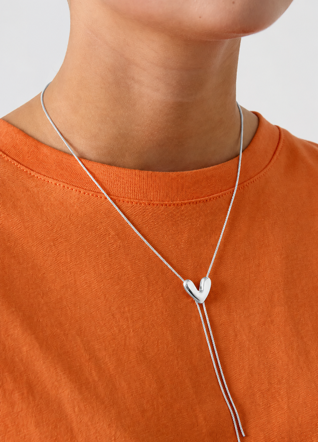 Dainty Heart Lariat Necklace | Waterproof Stainless Steel