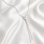 Dainty Heart Lariat Necklace | Waterproof Stainless Steel