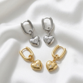 Dainty Sparkling Silver Gold Heart Earrings | Waterproof Stainless Steel