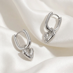 Zirconia Heart Hoop Earrings | Waterproof Stainless Steel