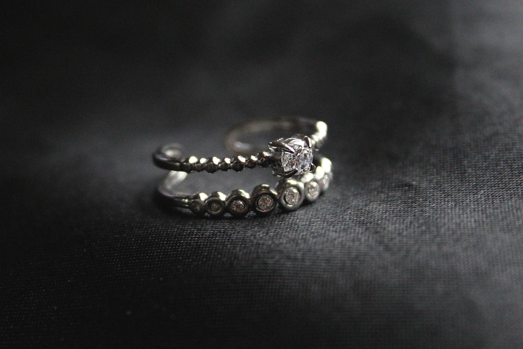 Sparkling Double Open Ring | Waterproof Stainless Steel