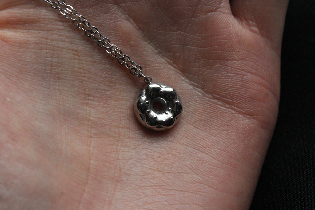 Silver Gold Donut Necklace | Waterproof Stainless Steel