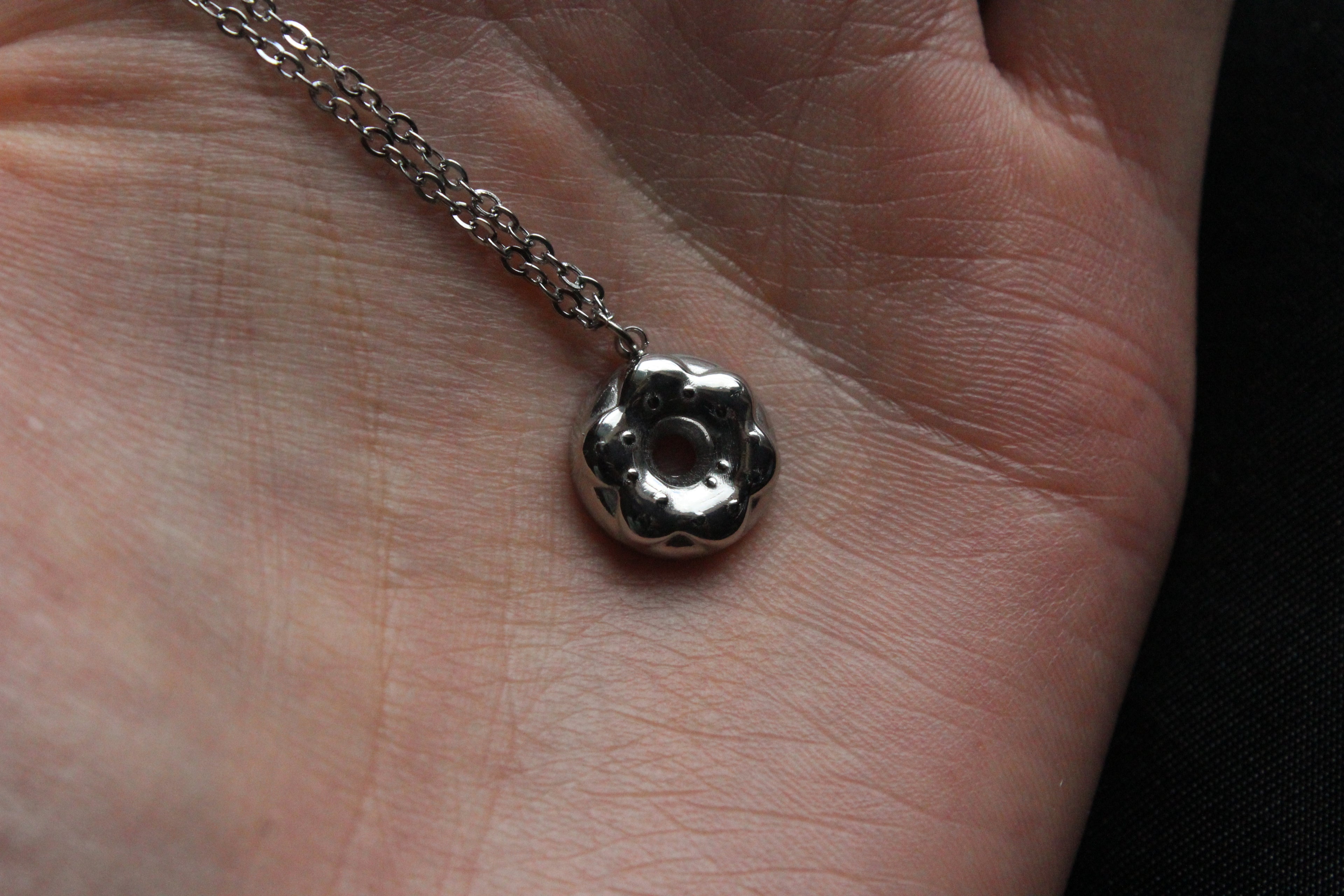 Silver Gold Donut Necklace | Waterproof Stainless Steel