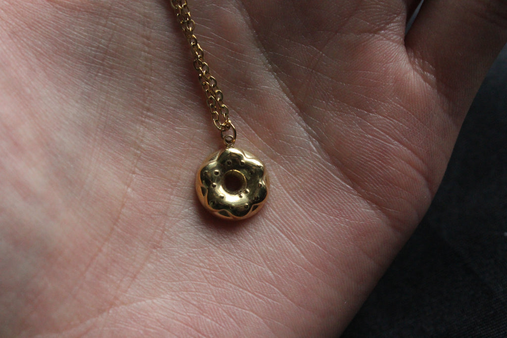 Silver Gold Donut Necklace | Waterproof Stainless Steel