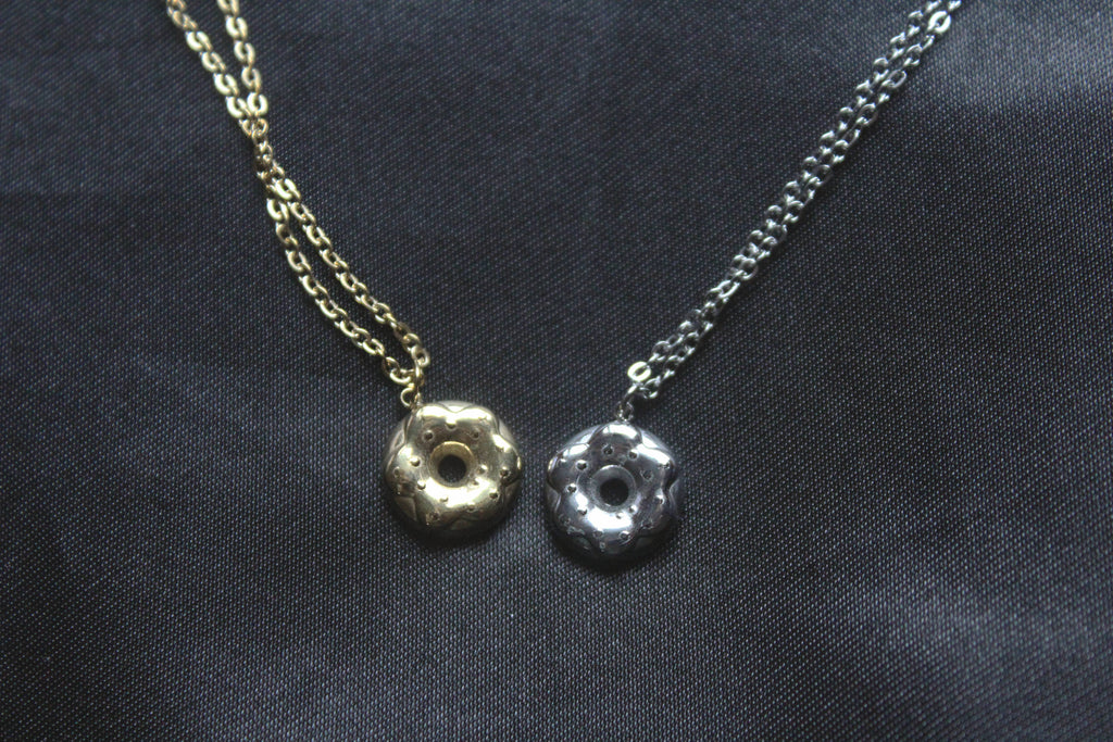 Silver Gold Donut Necklace | Waterproof Stainless Steel