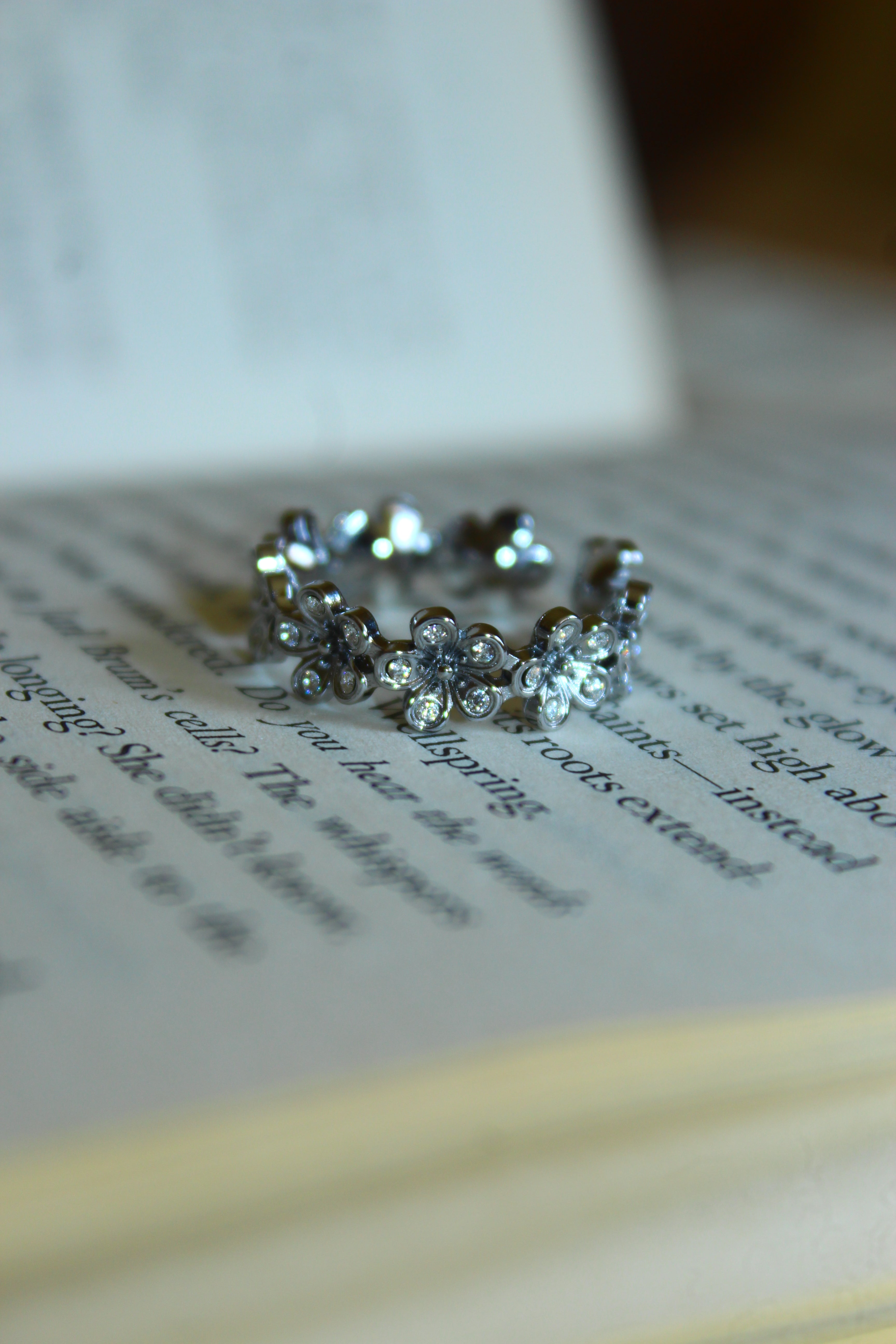 Zirconia Flower Ring | Stainless Steel Waterproof