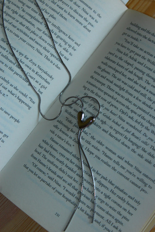Dainty Heart Lariat Necklace | Waterproof Stainless Steel