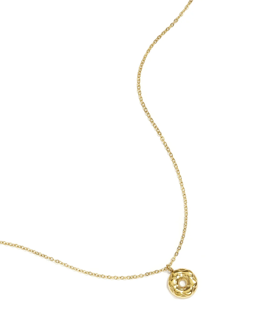Silver Gold Donut Necklace | Waterproof Stainless Steel