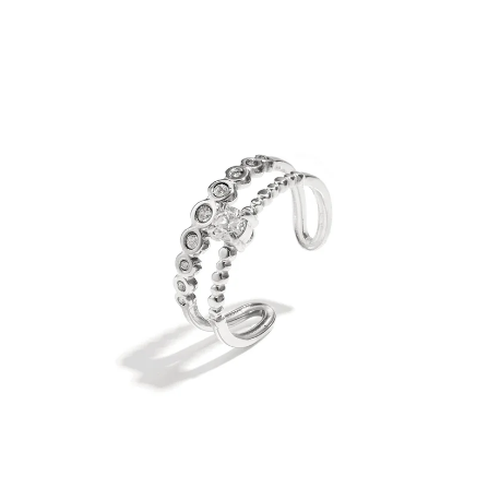 Sparkling Double Open Ring | Waterproof Stainless Steel