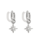 Silver North Star Hoop Earrings | Waterproof Stainless Steel