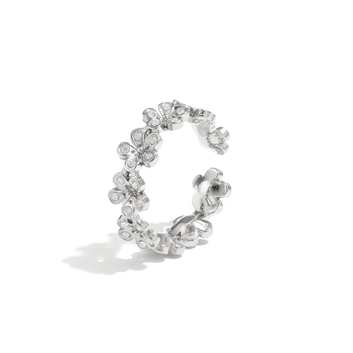 Zirconia Flower Ring | Stainless Steel Waterproof