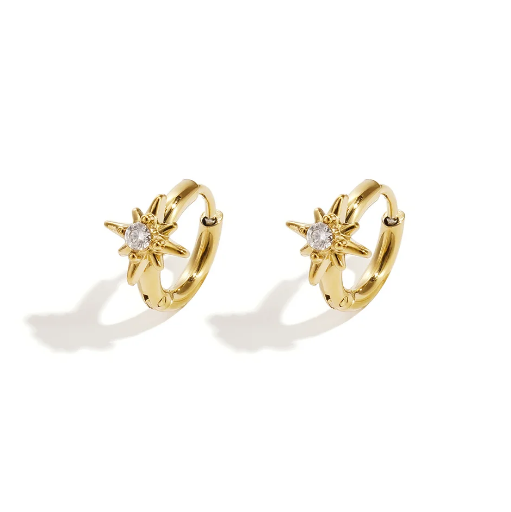 Little Star Zirconia Silver Gold Earrings | Waterproof Stainless Steel