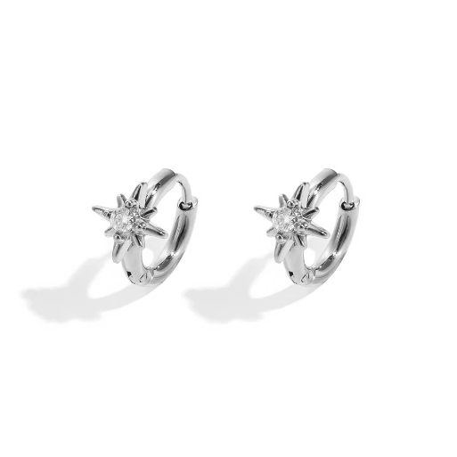 Little Star Zirconia Silver Gold Earrings | Waterproof Stainless Steel