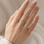 Sparkling Double Open Ring | Waterproof Stainless Steel
